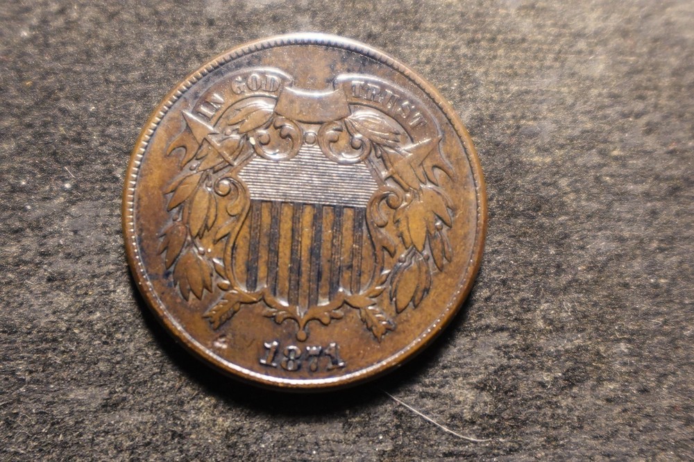 1871 F VF Solid Dated Solid Two Cents 2 Cents Piece NHX