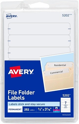 Easy Peel(R) Permanent File Folder 2/3x3-7/16in labels White 252/PK - 1EA