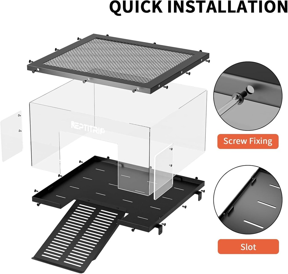 Turtle Basking Platform & Dock - Stainless Steel Turtle Ramp, Non-Slip Surface -