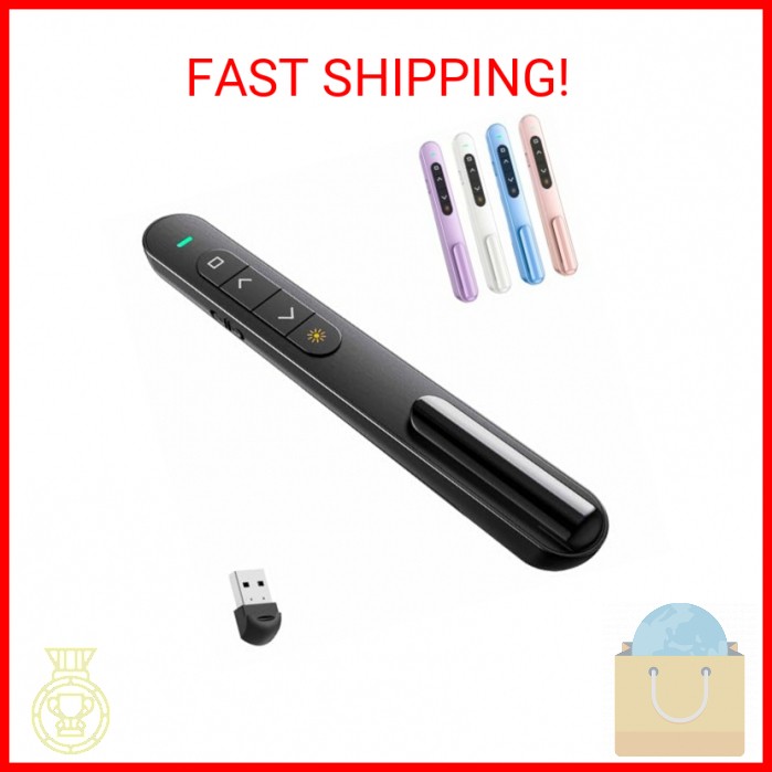 QUI Presentation Clicker for PowerPoint, RF 2.4GHz USB Wireless Presenter Remote