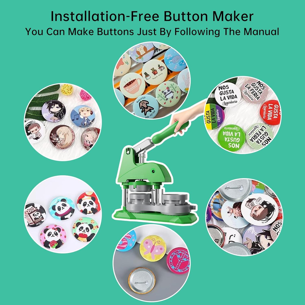 Button Maker Machine 3 Sizes, DIY Pin Making Machine 1+1.25+2.25 Inch, Interchan