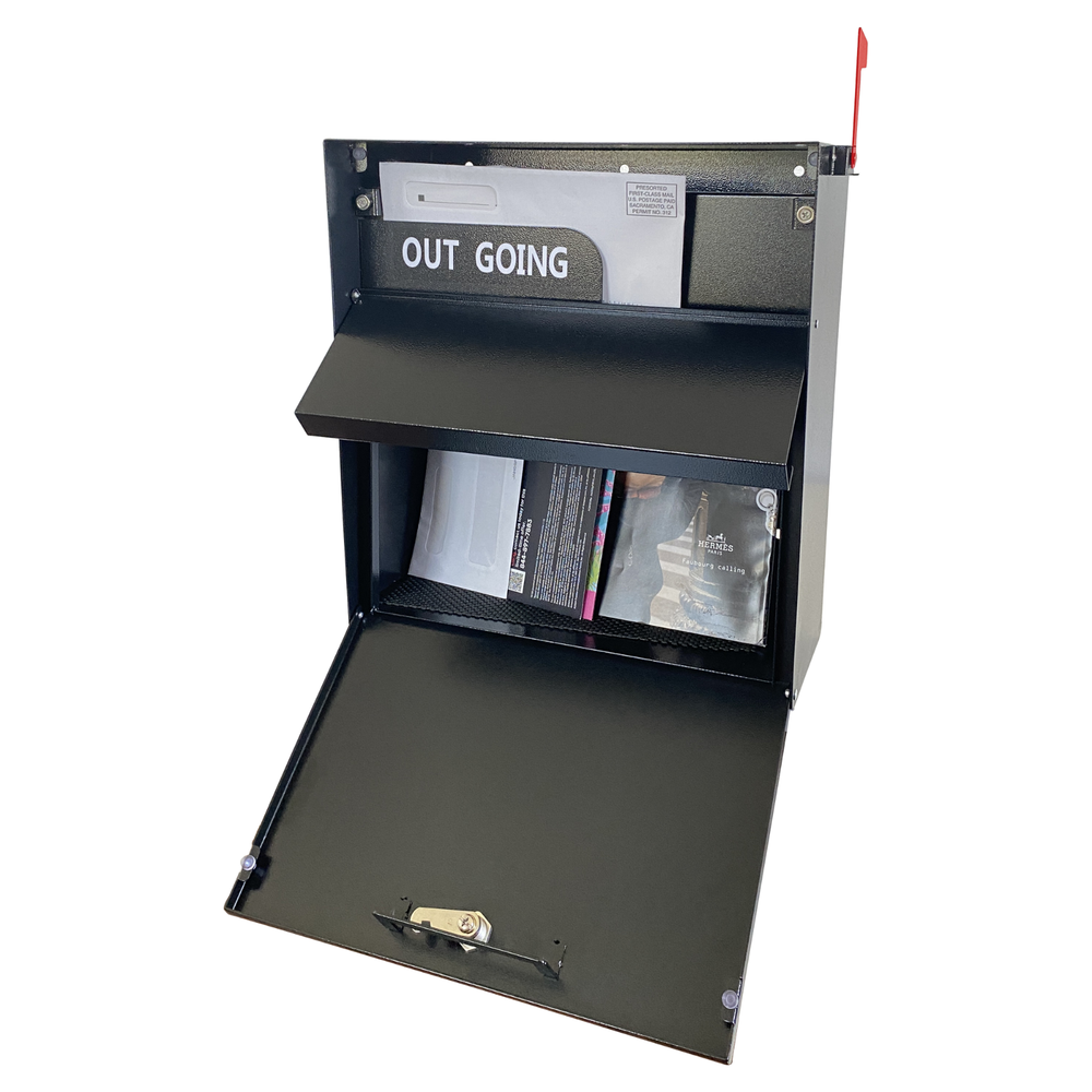 Rainproof Wall Mount Mailbox with Outgoing Mail Flag and Holder Locking Mailbox