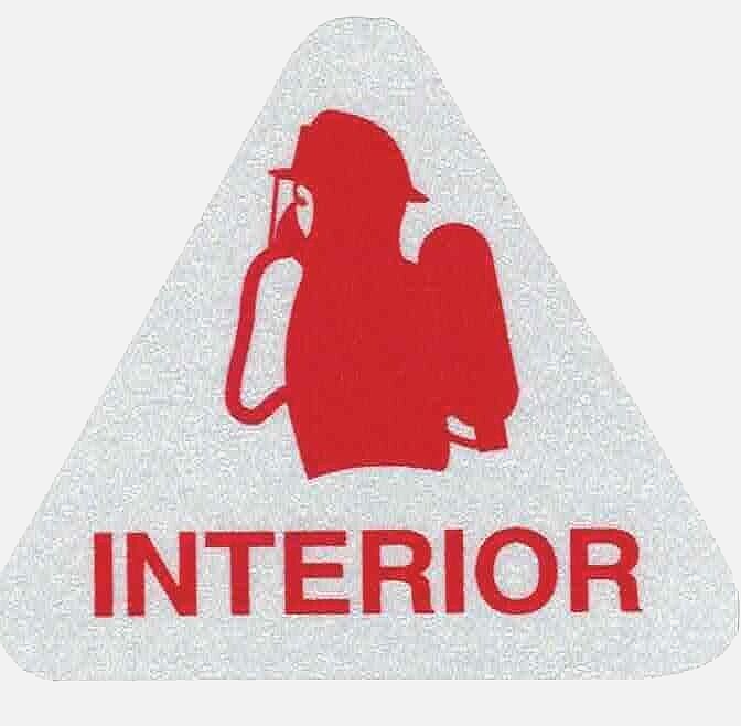 INTERIOR SCBA Highly Reflective FIRE DEPARTMENT Helmet Decal - 2" Triangle -RED