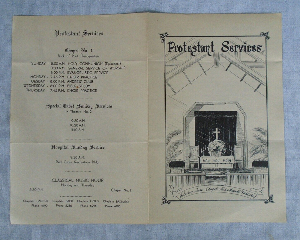 WWII Maxwell Field, GA, Protestant Services program. 11/21/43