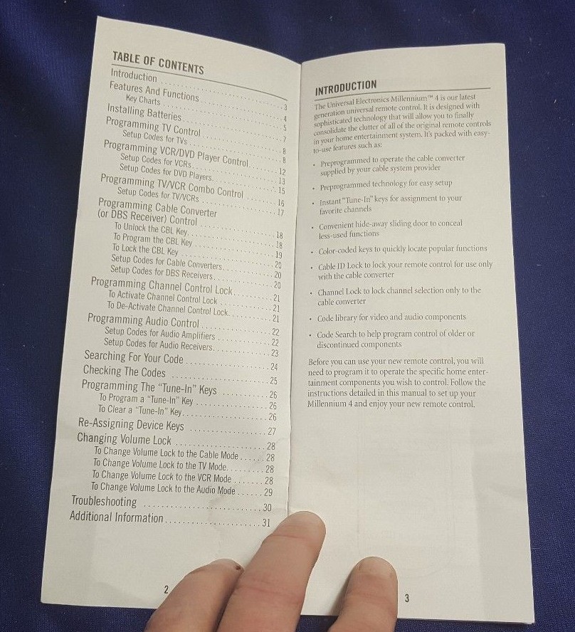 Universal Electronics MILLENNIUM 4 Universal Remote Control Owners Manual
