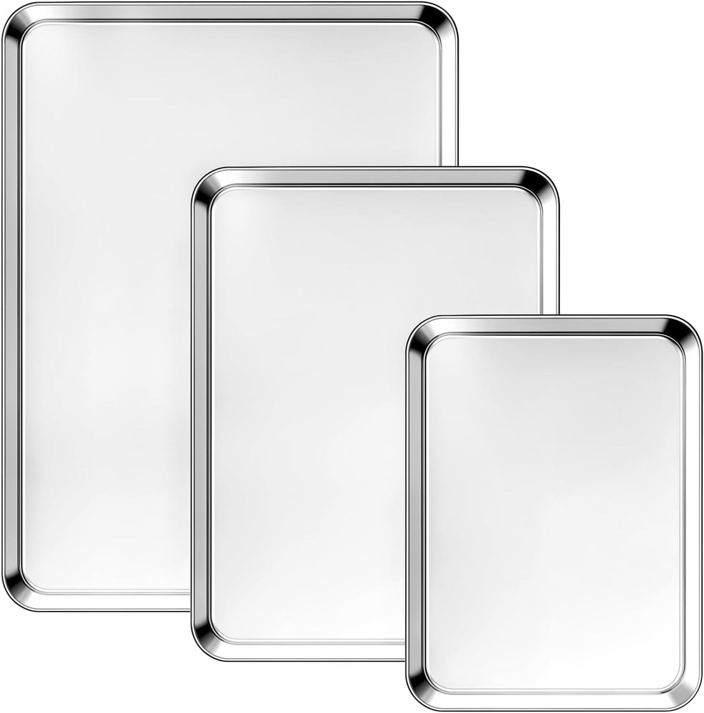 Stainl Steel Baking Sheet Pan Set, Cookie Sheets for Baking,