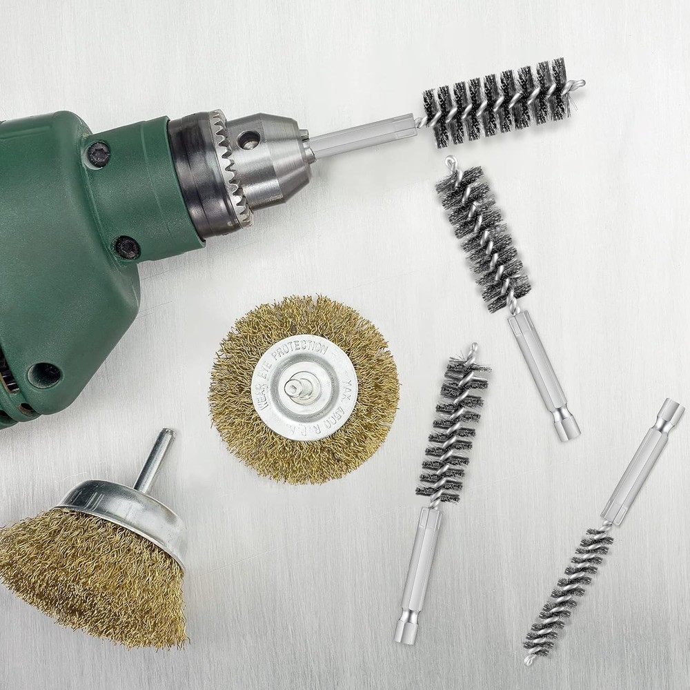 Multipurpose Steel Wire Bore Brushes with Handle and Drill Compatibility