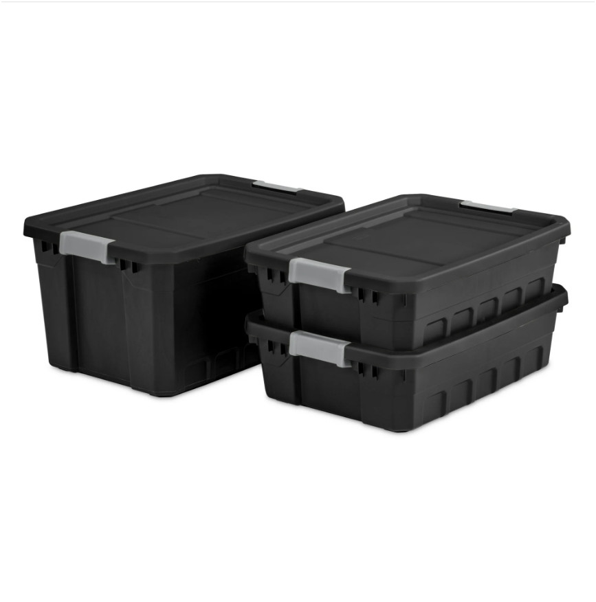 10 Gallon Stackable Storage Bins W/ Latch Lid Durable Plastic Tote 6 Count Box