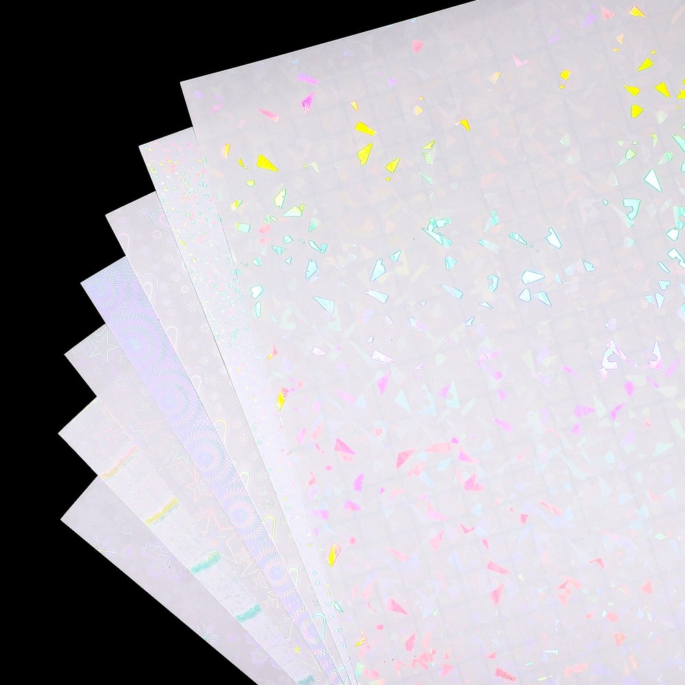 12x8in Holographic Laminate Sheets 6Pcs Sticker Paper Circle Pattern