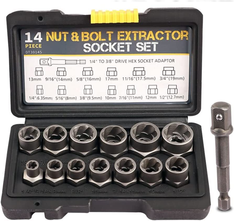 3/8" Drive Impact Bolt Extractor Set Nut Remover Extraction Socket Tools 14pcs