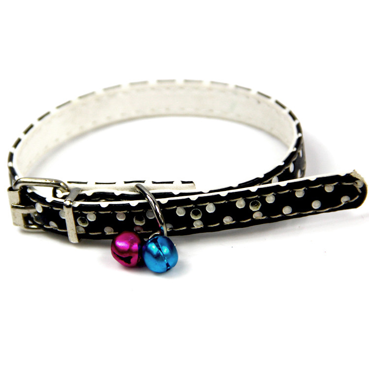 Polka Dot Charming Color Leather Cat Collar with 2 Bells by AXEL PETS