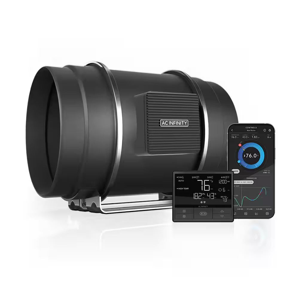 Cloudline T8 Quiet 8 In. Inline Duct Fan Temperature Humidity Controller Hydropo