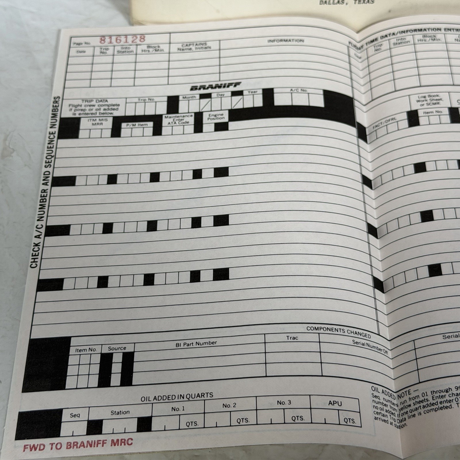 Braniff Required Inspection Items Training Manual w/ Blank Inspection Form