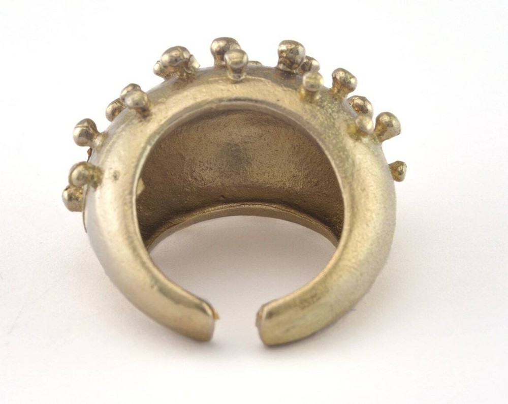 Dotted Ring Adjustable Raw brass (17.5mm 7US inner size ) 2724