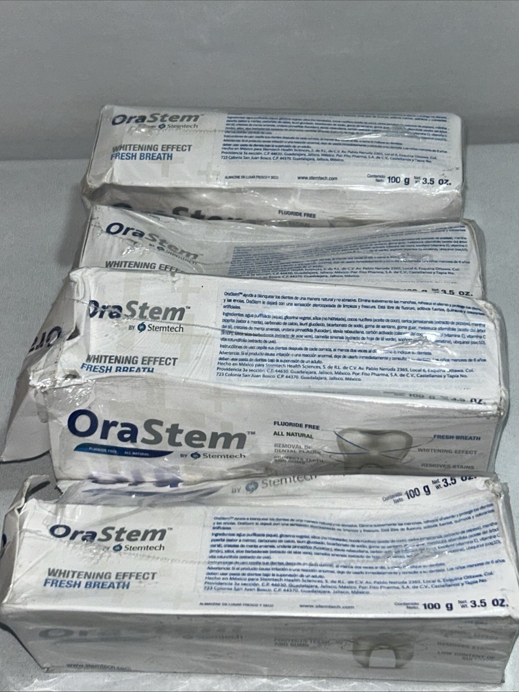 4 Sealed Orastem Fluoride Free Toothpaste 3.5 Oz, Damaged Packaging