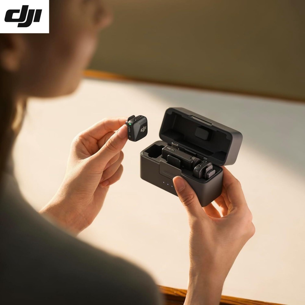 DJI Mic Mini (2 TX + 1 RX + Charging Case) Wireless Microphone for iPhone/Camera