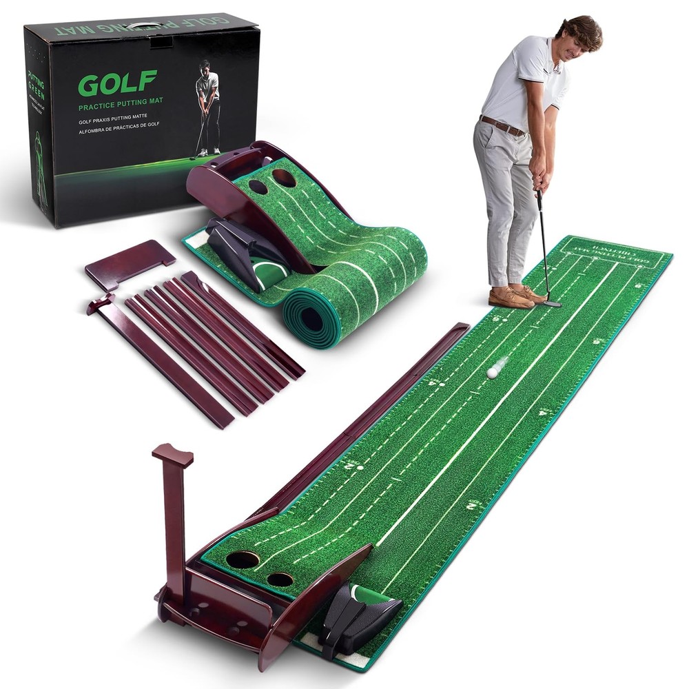Golf Putting Green for Indoors - Mat with Automatic Ball Return Machine Mini