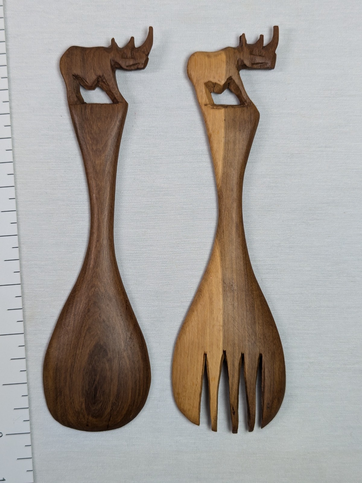 African Hand Made Carved Wooded Elephant Divided Bowl & Animal Serving Utensils