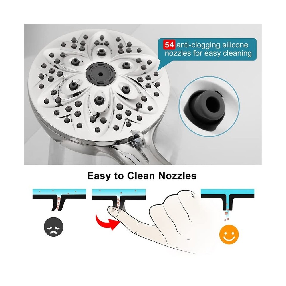 6-Setting Shower Head with Handheld, JDO High Pressure Hand held Shower Head,...