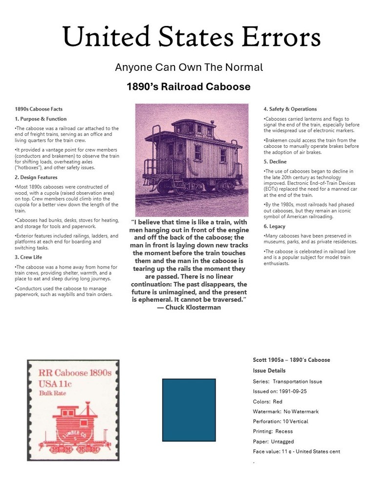 Centsational Custom Presentation Panel For Error SN 1905a - 8.5” X 11”