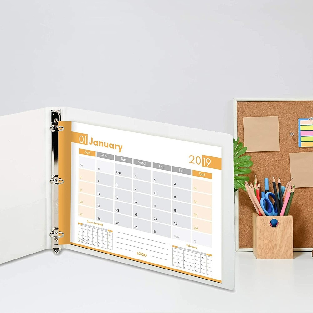 8.5" X 11" Landscape View Binder, 3-Ring Binder 1" Capacity Round Ring, White.