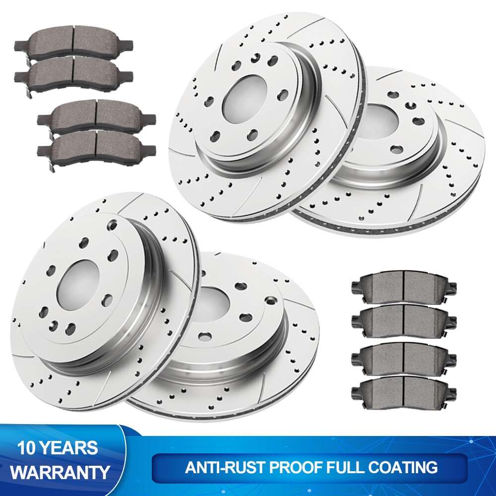 Fit 2007-2016 Chevy Traverse GMC Acadia Enclave Front Rear Rotors Brake Pads Kit
