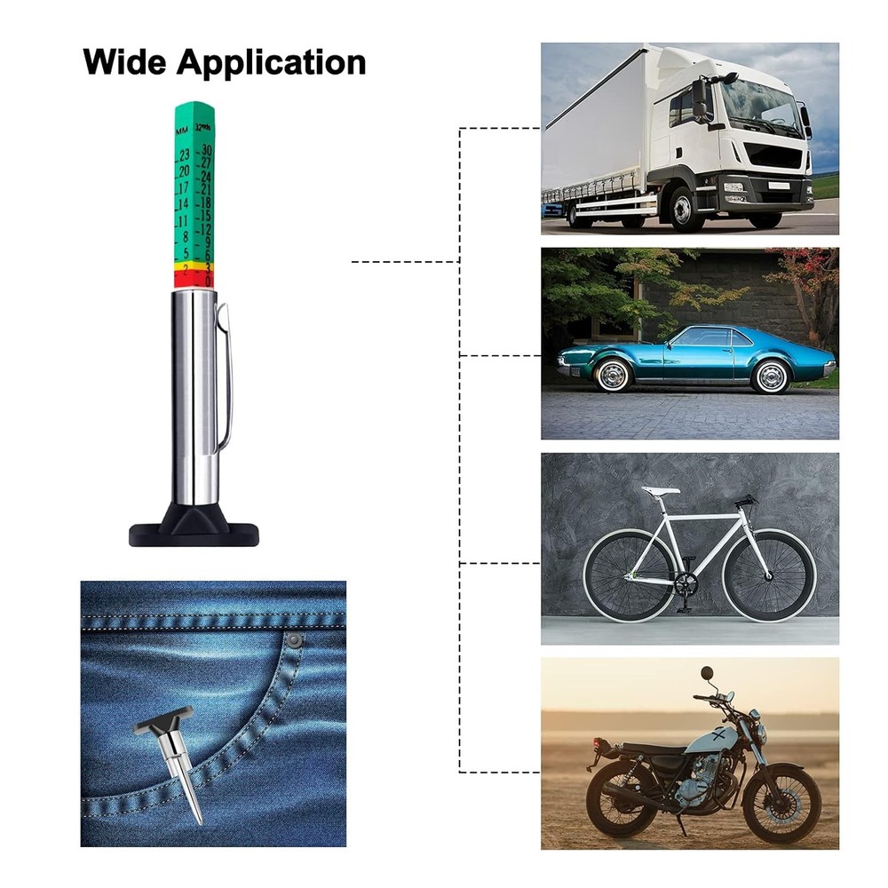 GODESON Tire Tread Depth Gauge,Two-Sided Smart Color Coded Depth...
