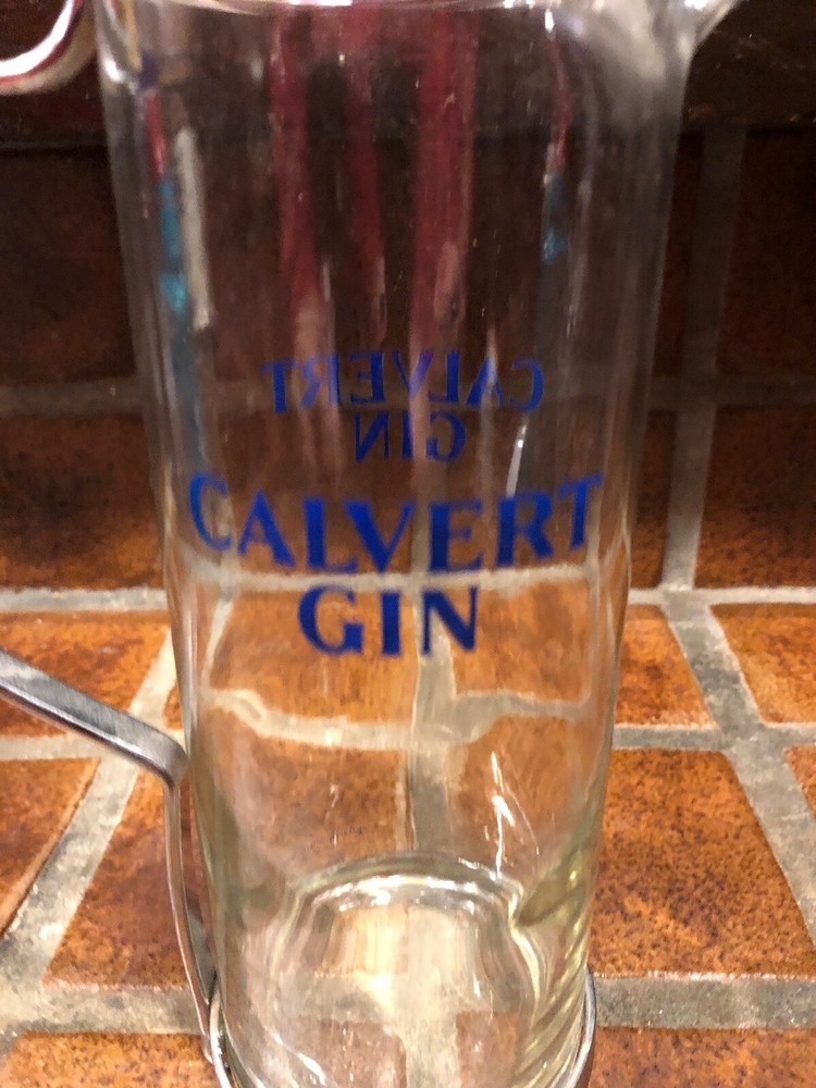 VINTAGE CALVERT GIN GLASS PITCHER