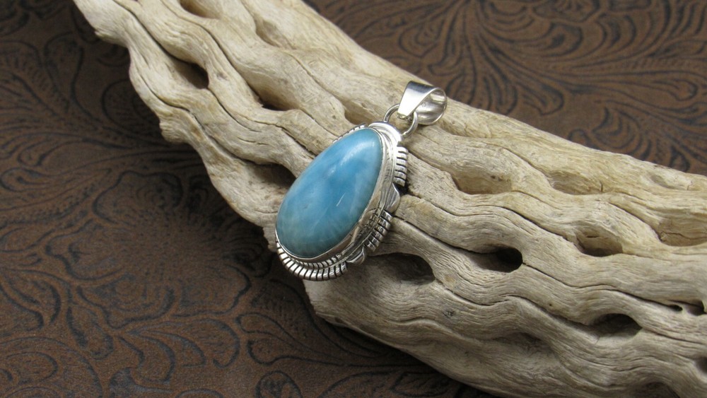 *Teardrop Larimar Sterling Silver Pendant