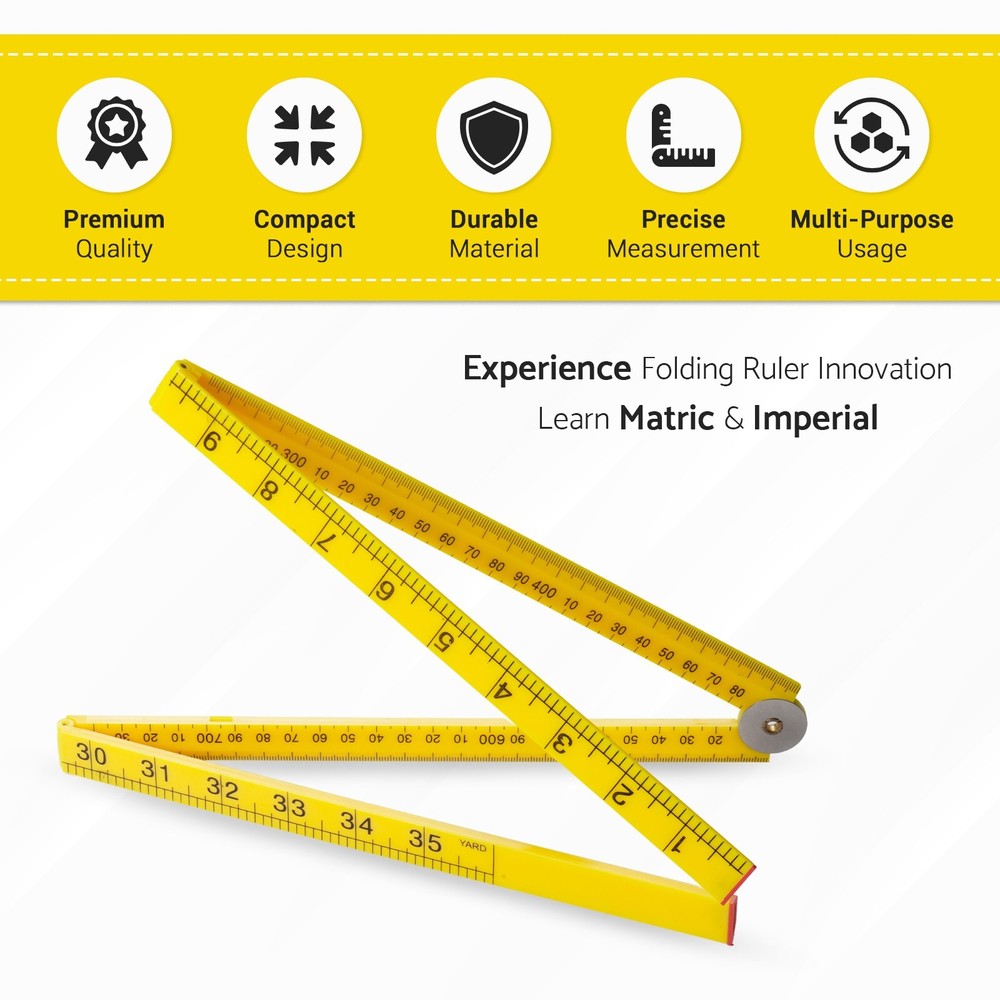 Folding Meter/Yard Stick 526 Reversible Centimeters/Inches/Feet Plastic