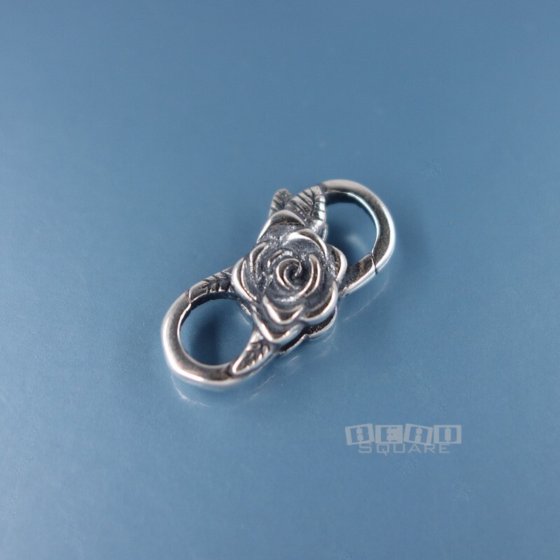 Sterling Silver Rose Floral Infinity Double Lobster Claw Clasp Connector #33218