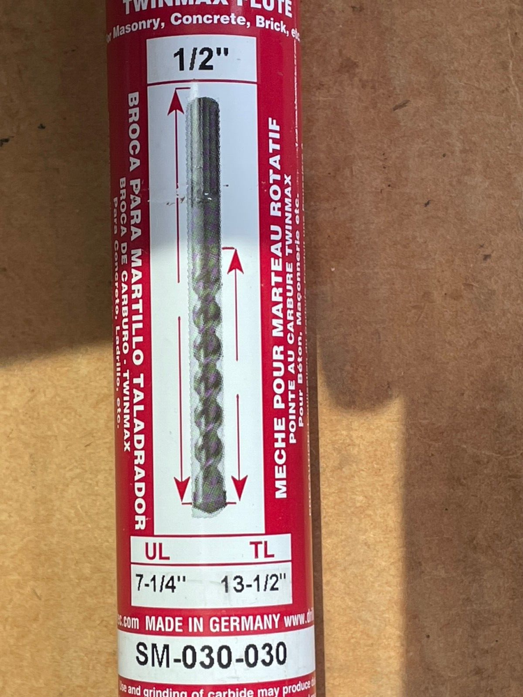 Driltec SDS-Max Rotary Hammer Drill Bit 1/2" x 13-1/2"
