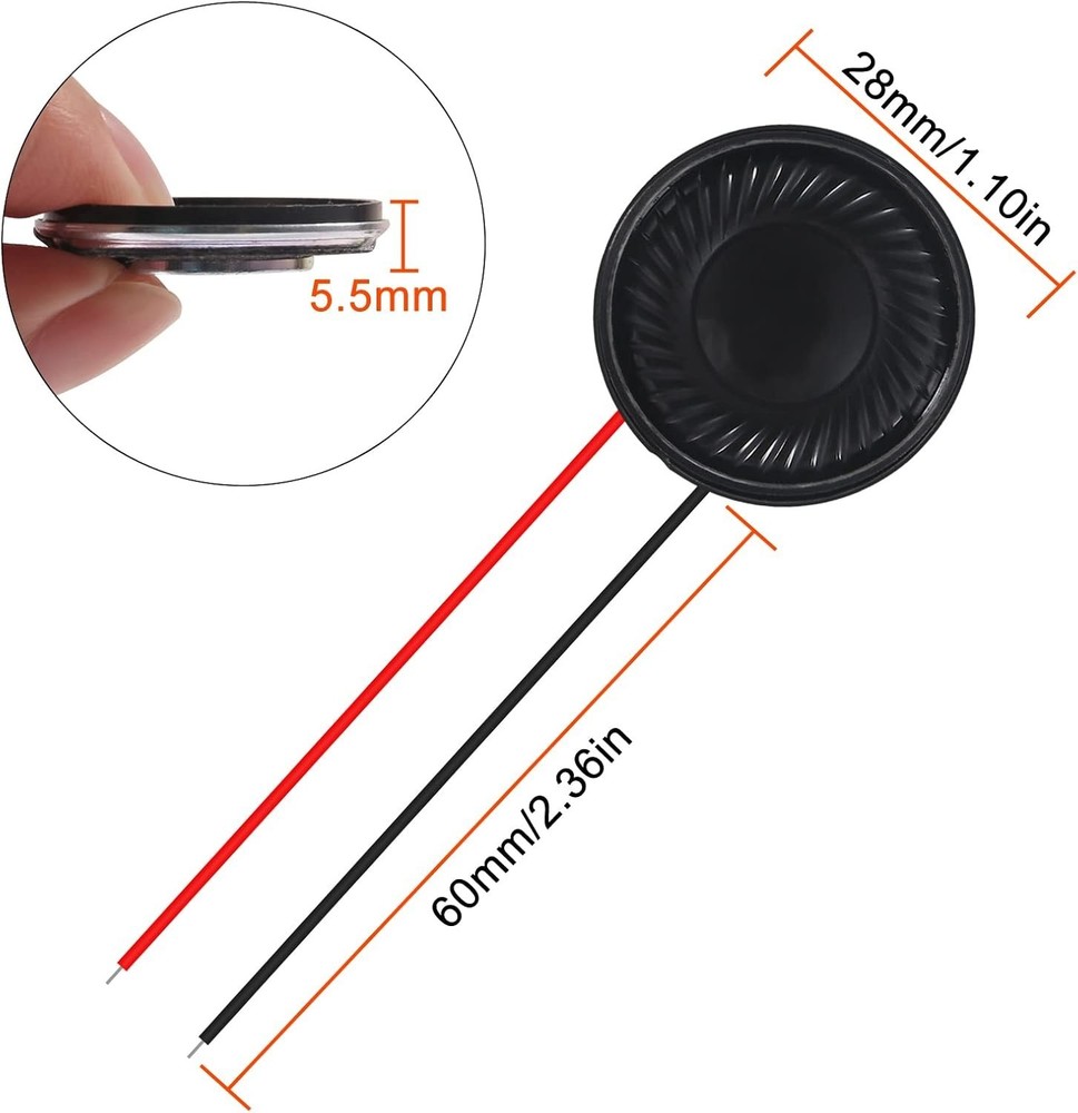 8Pcs 28mm 2W 8 Ohm Round Speakers for DIY Audio Projects & Multimedia Use