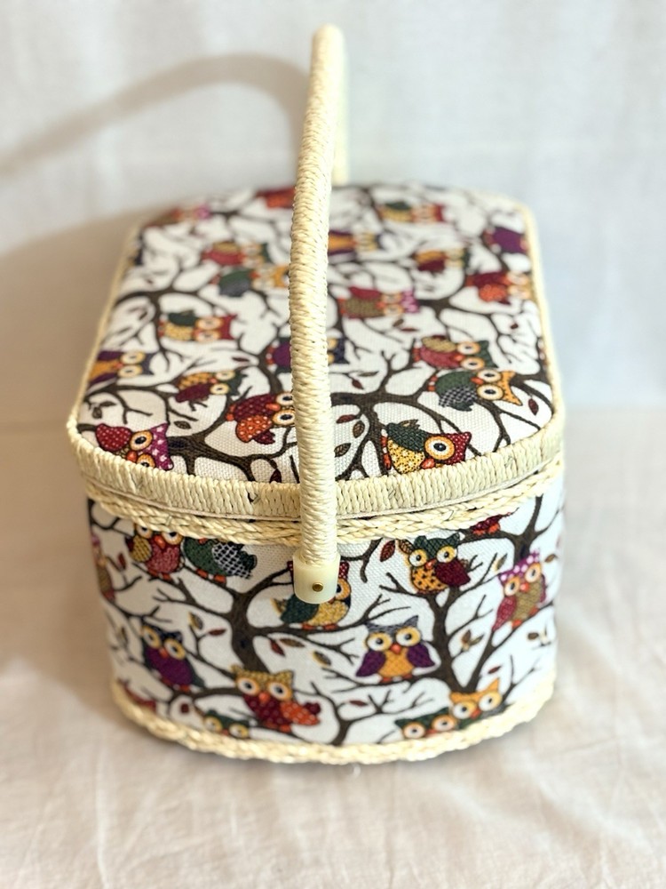 Michley Owl Patterned Sewing Basket Kit Designed For Organizing Sewing Supplies
