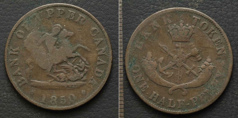 *Upper Canada Token, 1/2 Penny 1850, Coin Jeton[E11972]7u0