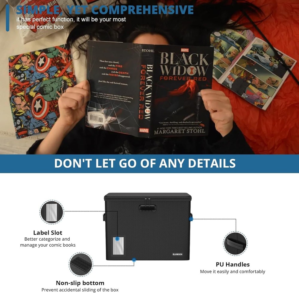 Comic Book Storage For Up To 200 Comics, Fireproof Water-Resistant Moistureproof