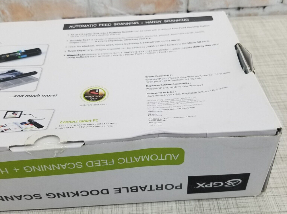 GPX Portable Docking Scanner 900DPI High-Resolution Automatic Feed+Handy Scanner
