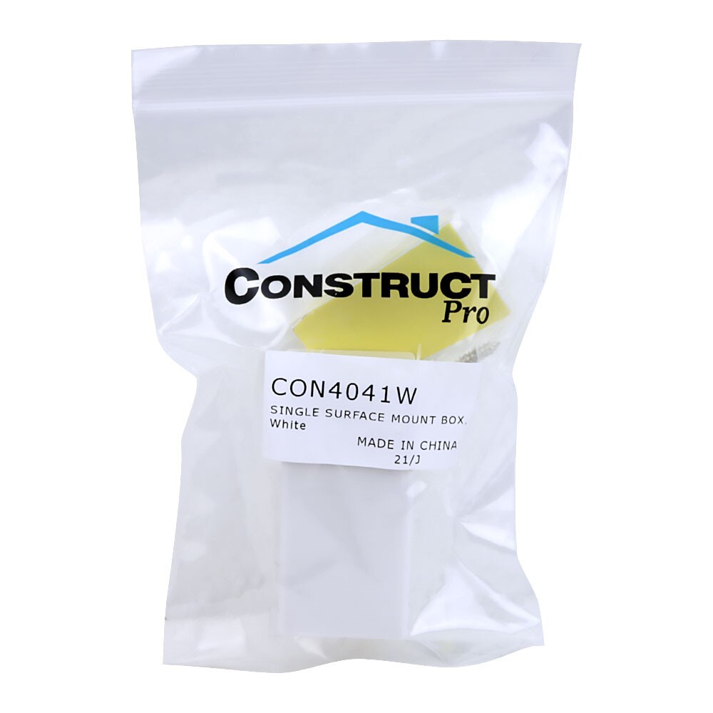 Construct Pro Single Surface-Mount Jack Box (Adhesive Back, White)