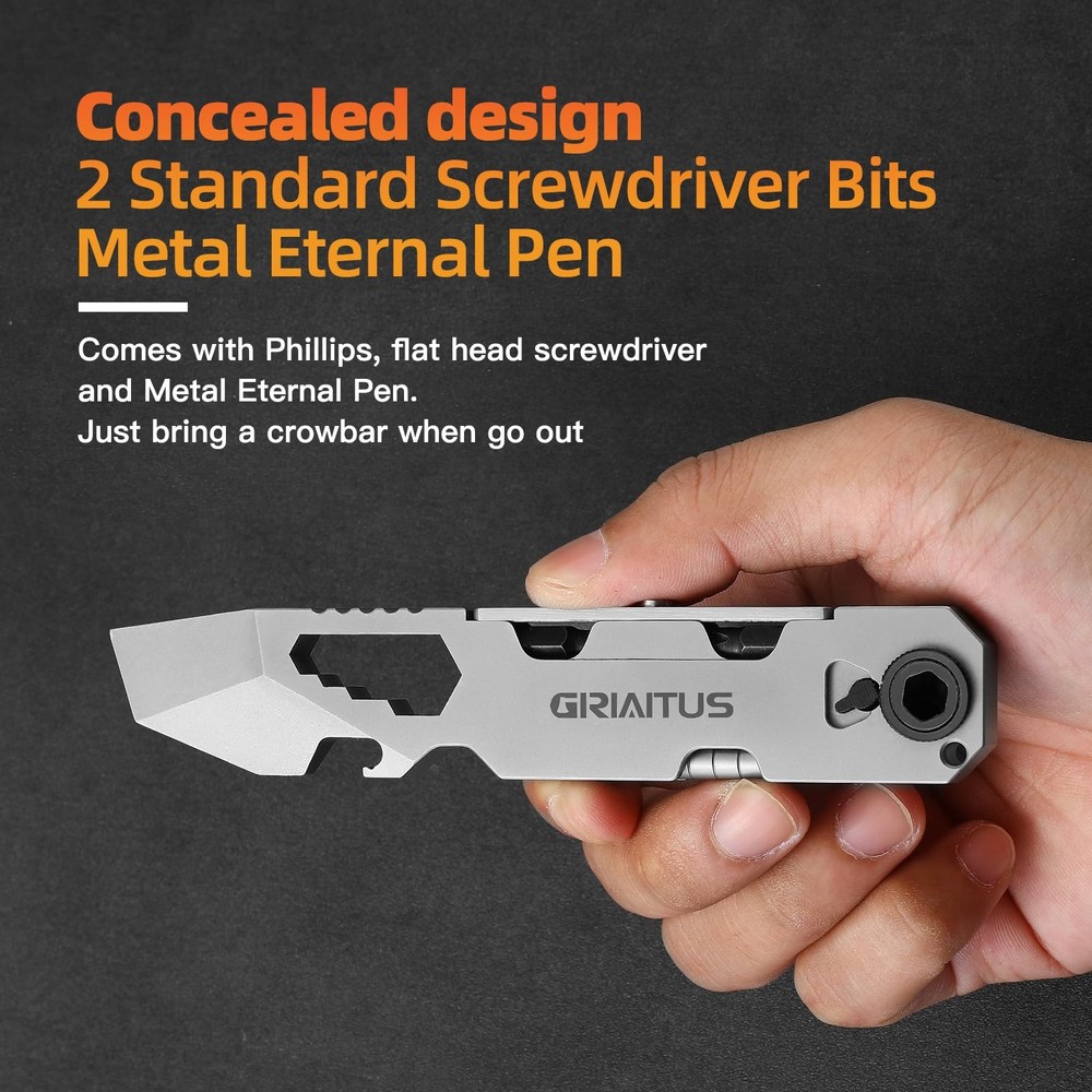 EDC Pry Bar Multitool with Bi-Directional Ratchet Screwdriver & Everlasting P...