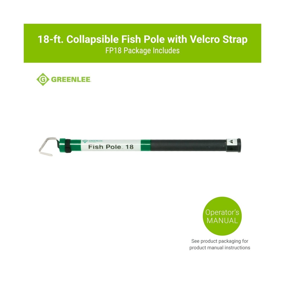 Greenlee FP18 Collapsible 18' Cable Pulling and Reaching Fish Pole, Far-Reach...