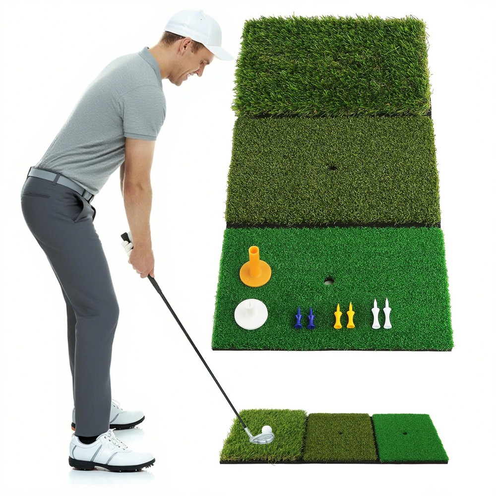 Golf Practice Mats, 3-in-1 Multi-Functional Golf Mat - Artificial Turf Golf T...