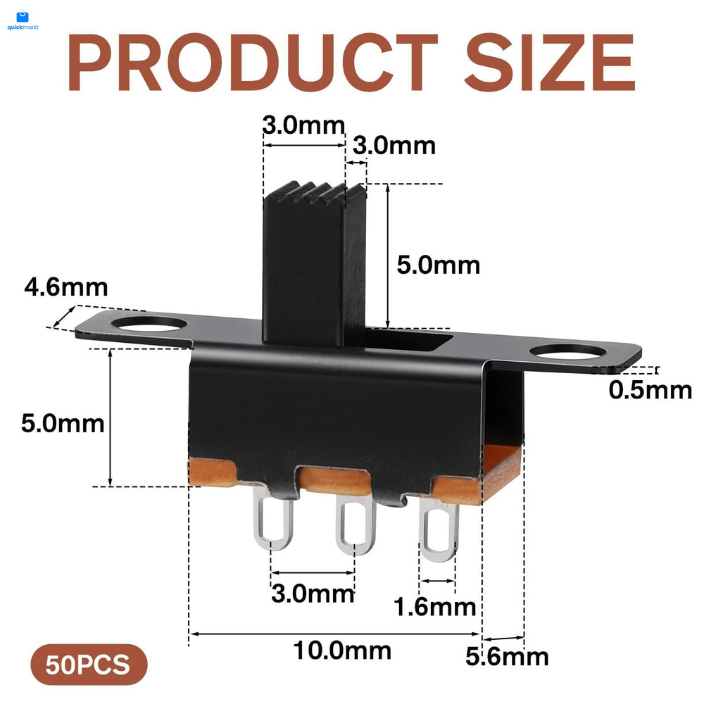 50PCS Slide Switch, Spdt 1p2t 2 Position Mini Micro Toggle Micro...