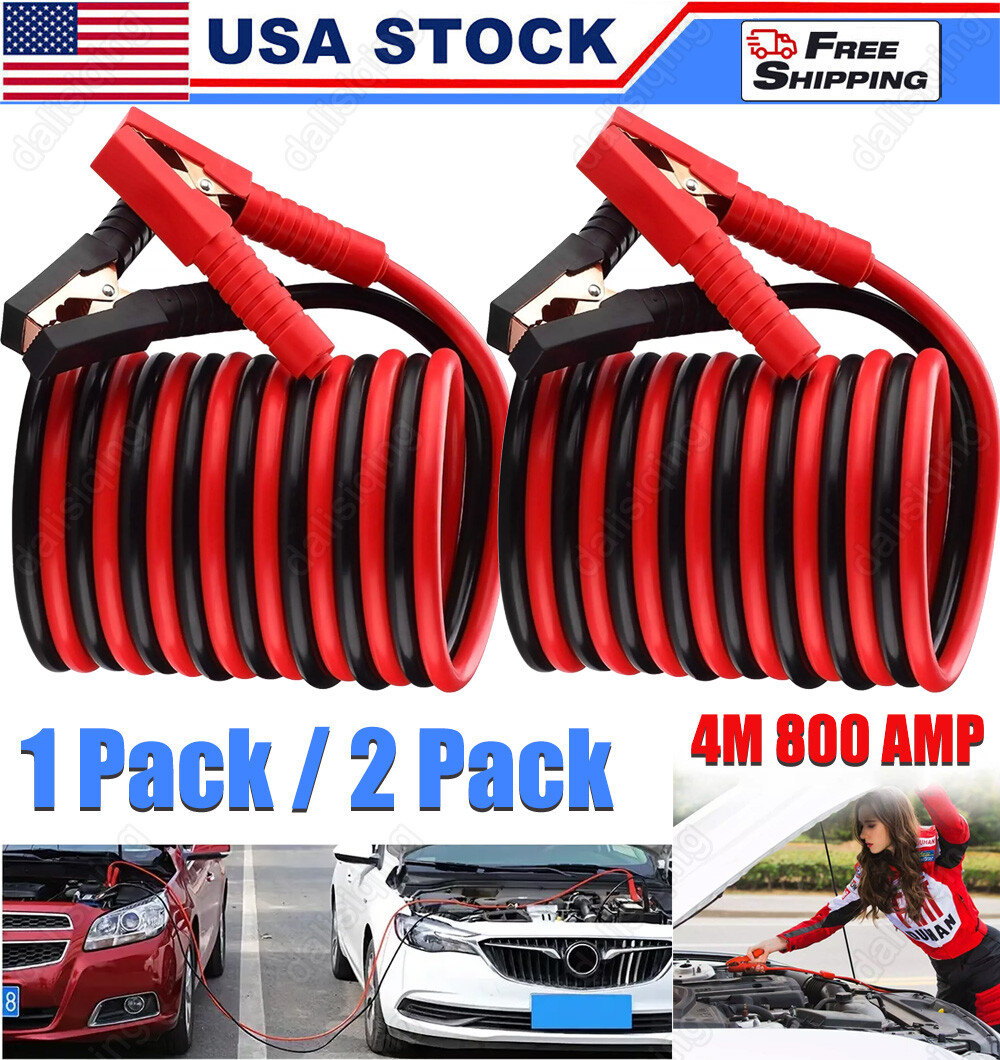 Heavy Duty Jumper Booster Cables Commercial Grade Battery 2 Gauge 13ft 800 AMP