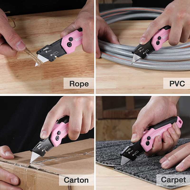 WORKPRO Compact Folding Utility Knife Box Cutter Quick Change Blade w/13PC Blade