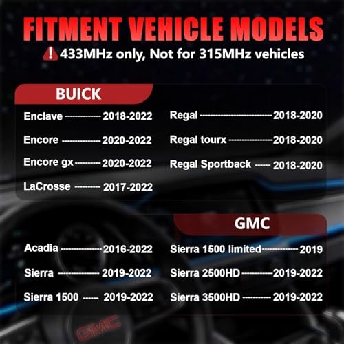 Pre-Programmed 433Mhz TPMS Sensor Compatible with GMC Acadia(2016-2022) | GMC