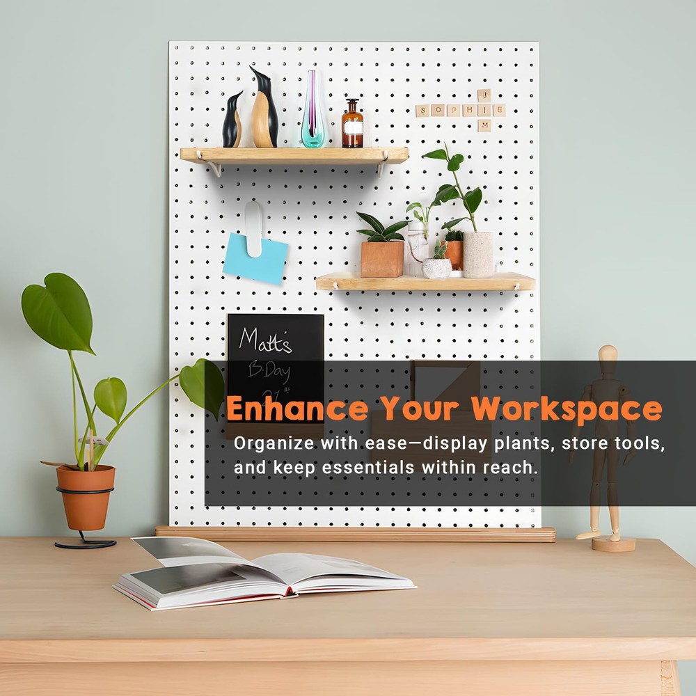 Solid Wood Pegboard Shelf Pegboard Shelves with Pegboard Hooks Pegboard Acces...