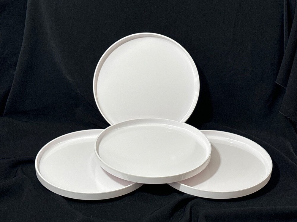 Set 4 Heller Massimo Vignelli MCM White Plastic Melamine Dinner 10" Plates