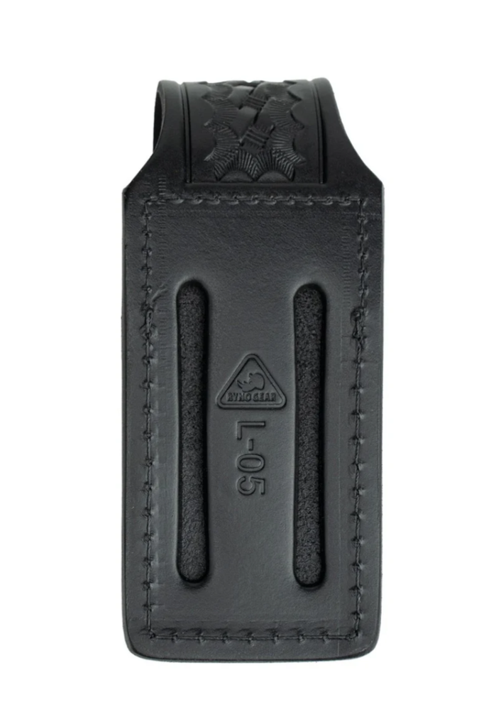 First Class Leather Basket Weave Small Pepper Spray Holder with Brass Snap