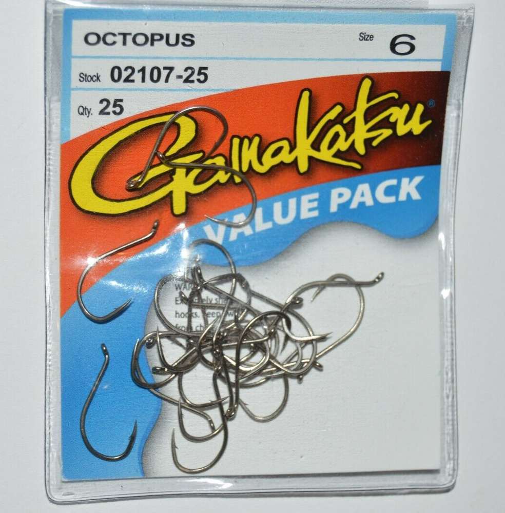 gamakatsu octopus hooks size 6 25 per pack 02107-25 value pack