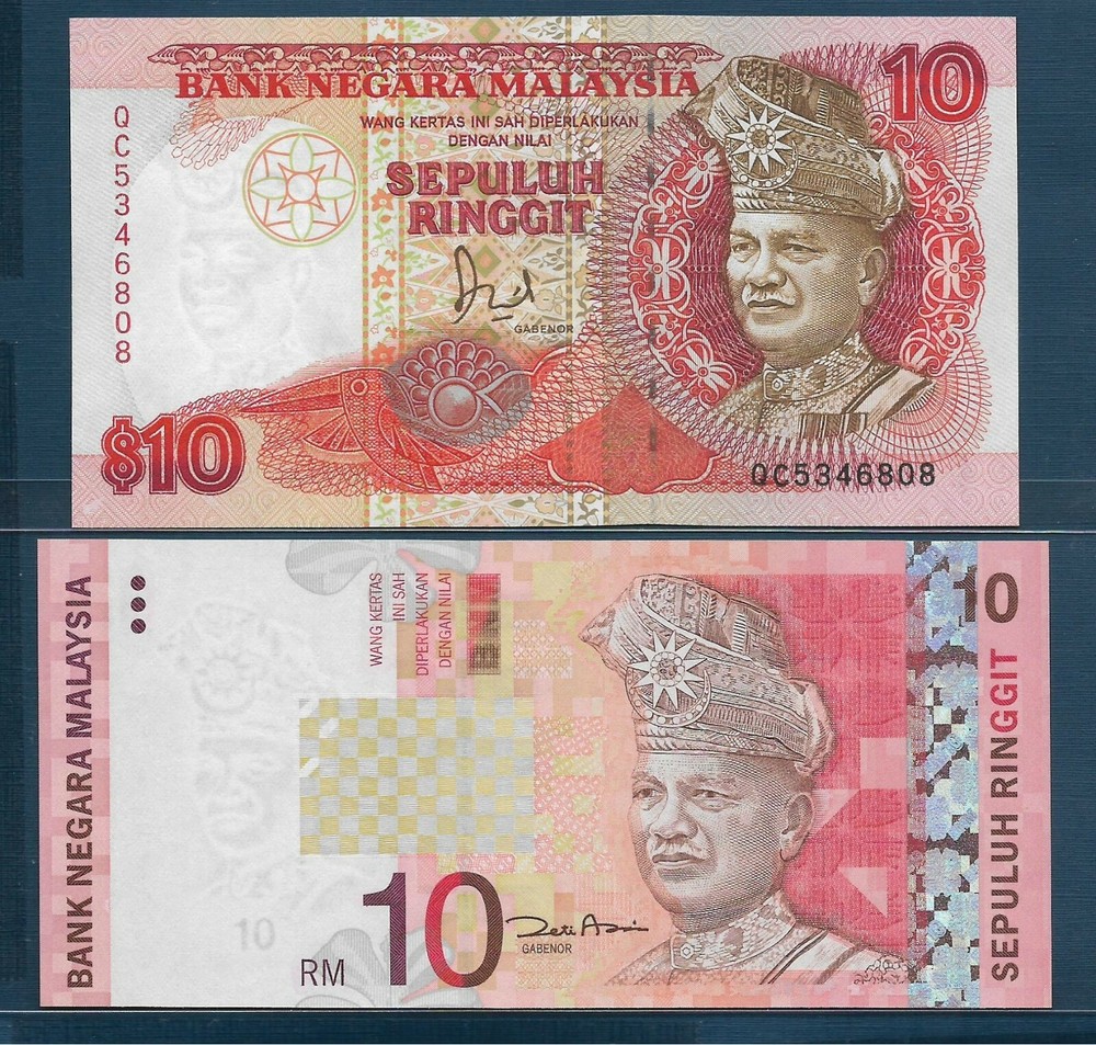 Malaysia 10 Ringgit 2 Pcs Lot, 1989 2004, P 29 46, UNC